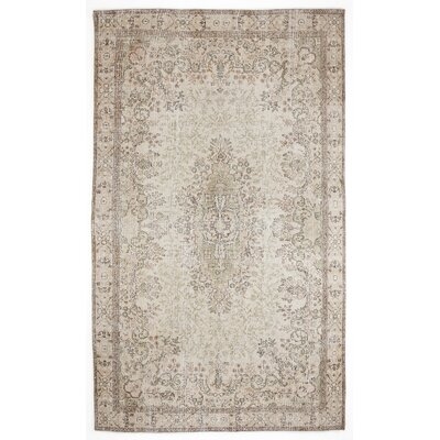 One-of-a-Kind Hand-Knotted 1960s Beige 6'4" x 10'10" Area Rug - Image 0