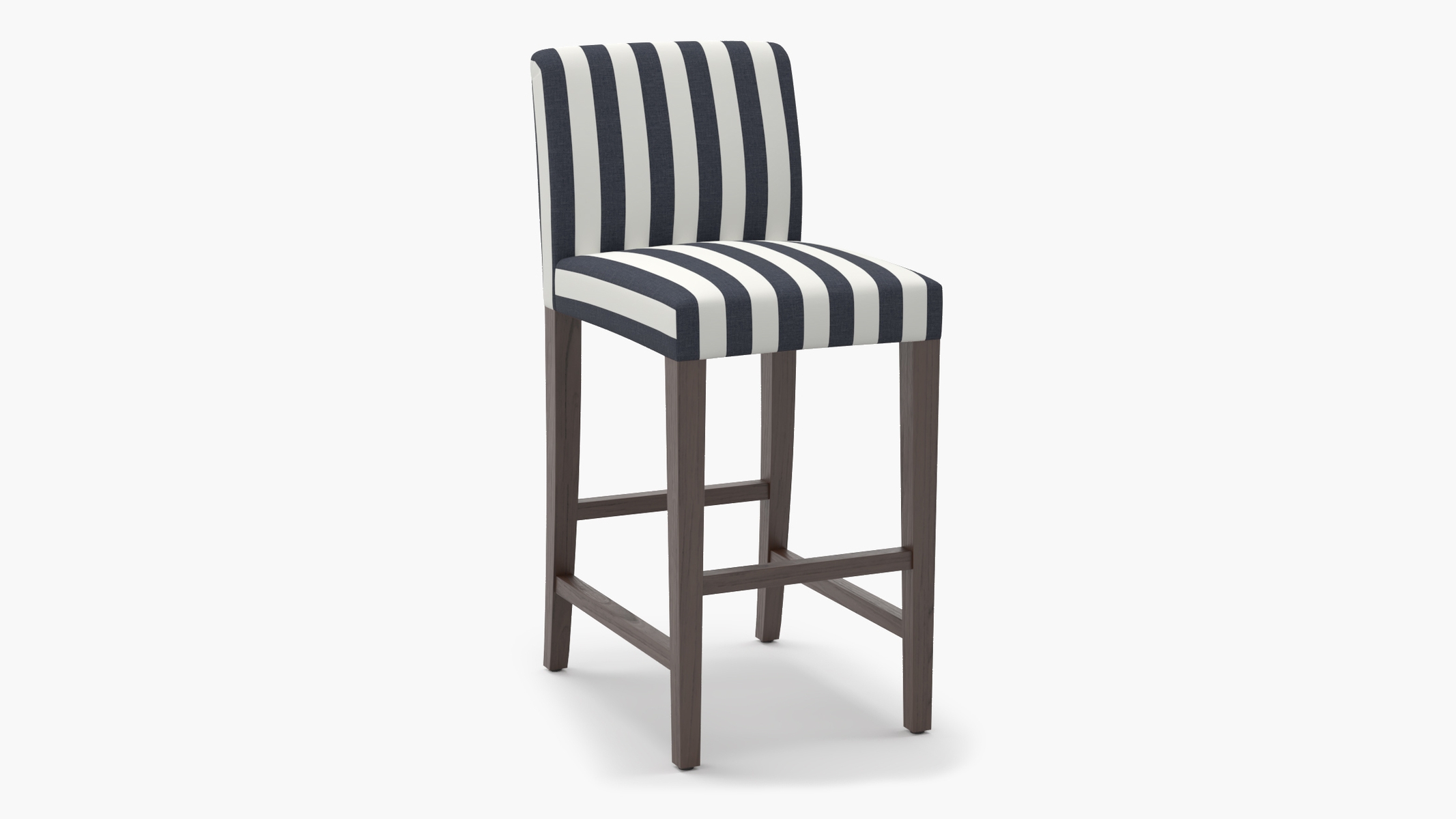 Signature Dining Bar Stool, Navy Cabana Stripe, Espresso Square Tapered Leg - Image 1