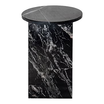 Angled Base Marble Side Table- Black - Image 3