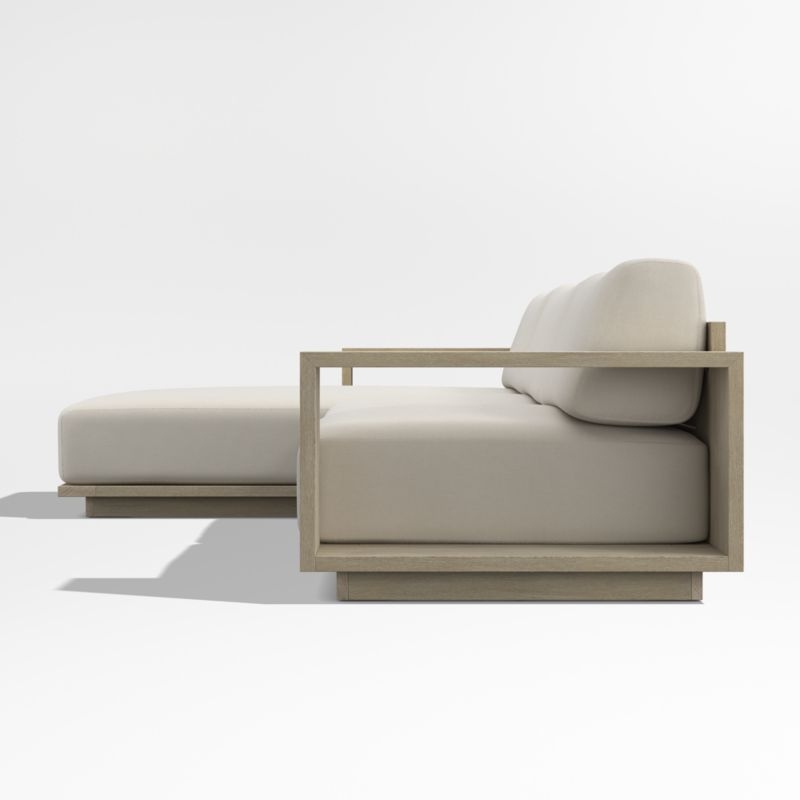 Mallorca Wood 2-Piece Left-Arm Chaise Outdoor Sectional Sofa with Ivory Cushions - Image 2