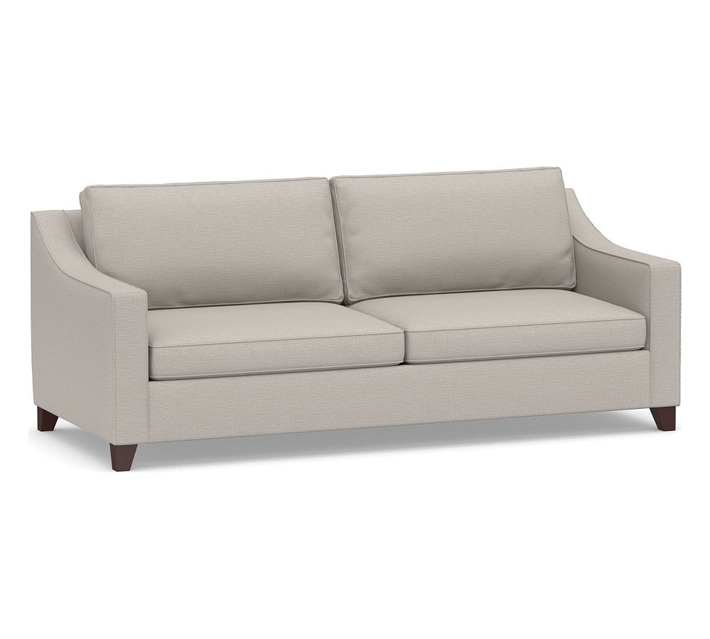 Cameron Slope Arm Upholstered Deep Seat Grand Sofa 95" 2x2, Polyester Wrapped Cushions, Chunky Basketweave Stone - Image 0