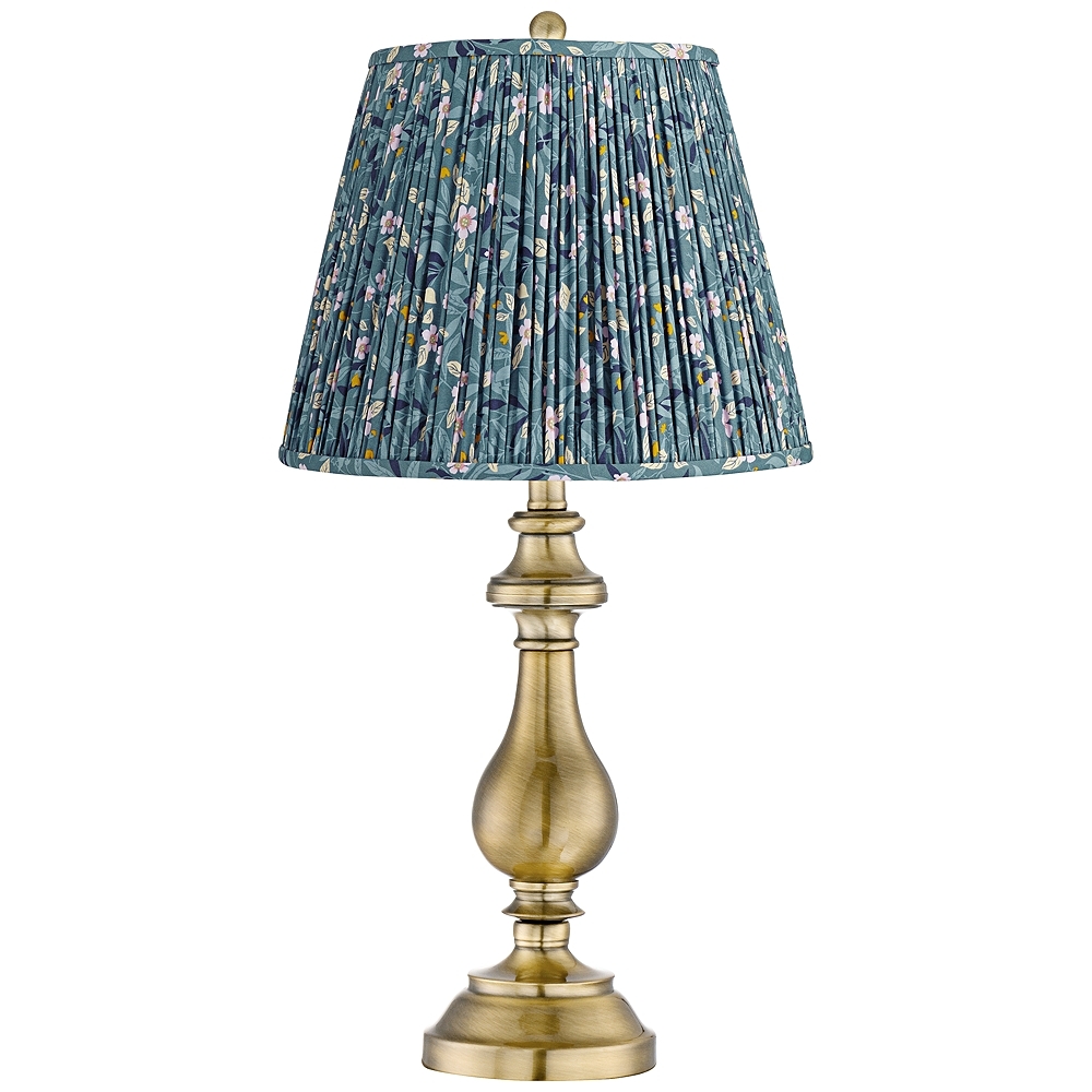 Fairlee 26"H Antique Brass Candlestick Table Lamp w/ Misha Blue Shade - Image 0