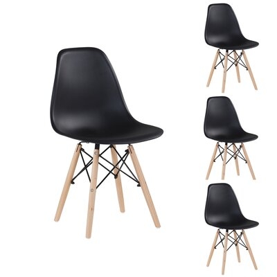 White Simple Fashion Leisure Plastic Chair Environmental Protection PP Material Thickened Seat Surface Solid Wood Leg Dressing Stool Restaurant Outdoor Cafe Chair Set Of 4 - Image 0