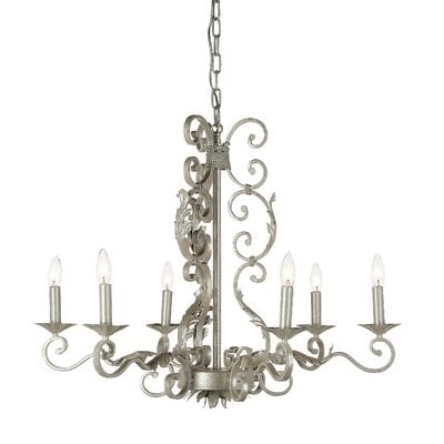 Orleans 6 - Light Candle Style Traditional Chandelier with Wrought Iron Accents - Image 0