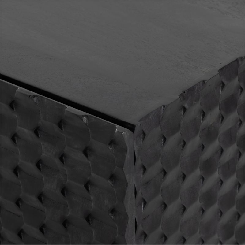 Raffael 49.5" Black Carved Wood Storage Media Console - Image 6