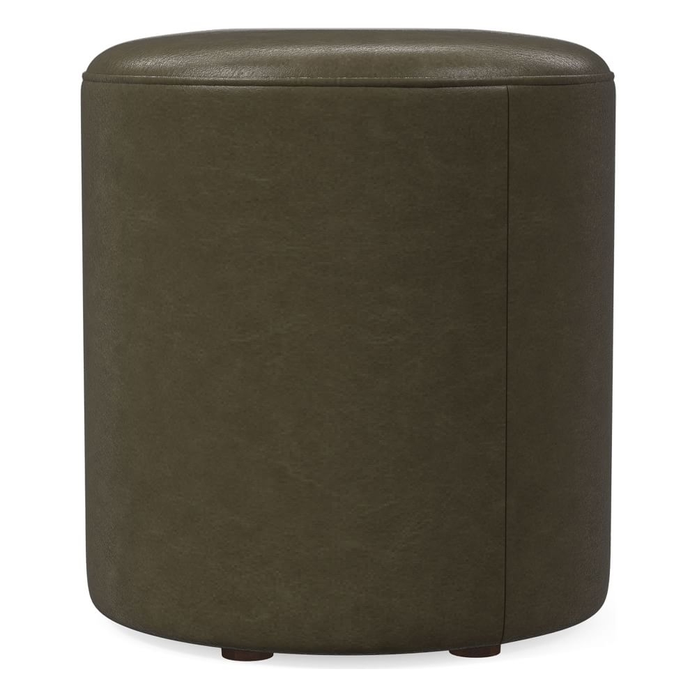 Isla Small Ottoman, Poly, Saddle Leather, Slate, Concealed Support - Image 0