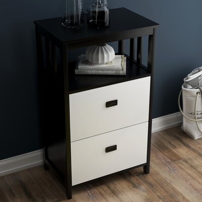 Black And White 2 Drawers Lateral File Cabinet With Open Compartment Storage Space - Image 0