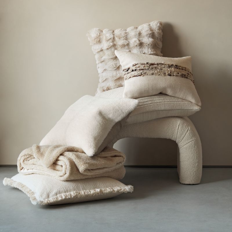 Malmo Shearling 20"x20" Arctic Ivory Throw Pillow with Down-Alternative Insert - Image 2