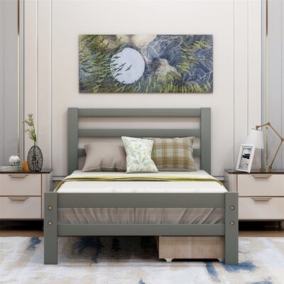 Gray Full Size Wood Platform Bed With Two Drawers - Image 0