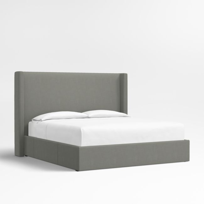Arden 60" Graphite Grey Upholstered King Headboard with Storage Bed Base - Image 0