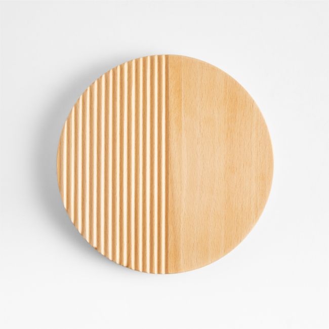 Crate & Barrel Hanno Fluted Wooden Trivet - Image 0