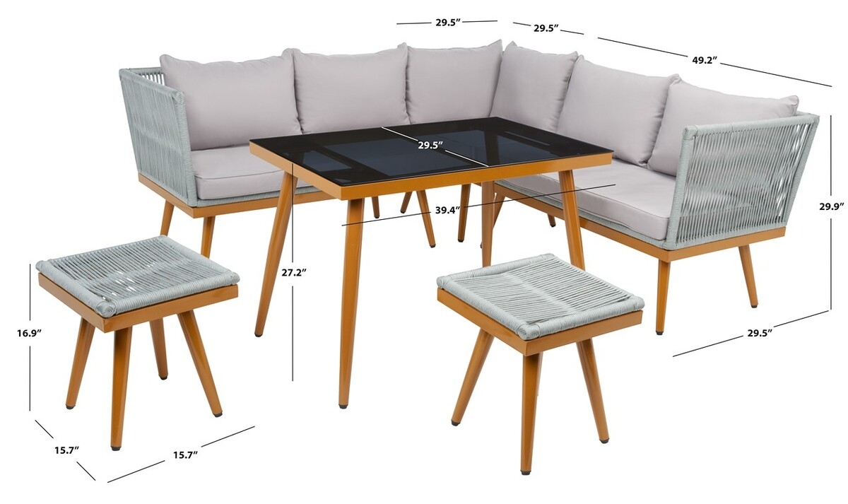 Romlin Outdoor Dining Set - Grey/Grey - Safavieh - Image 7