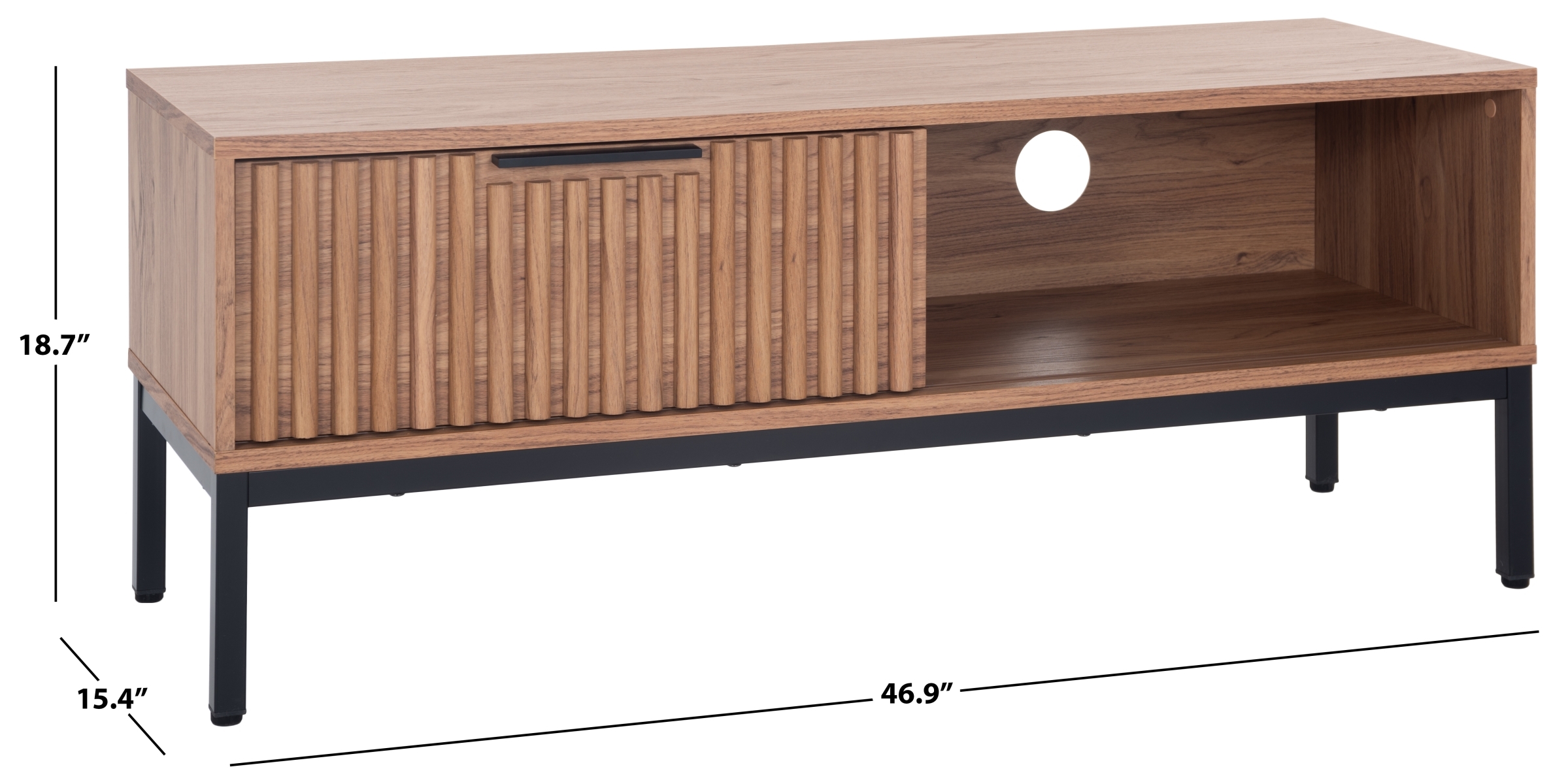 Lylia 1 Door Media Stand - Oak / Black - Safavieh - Image 9