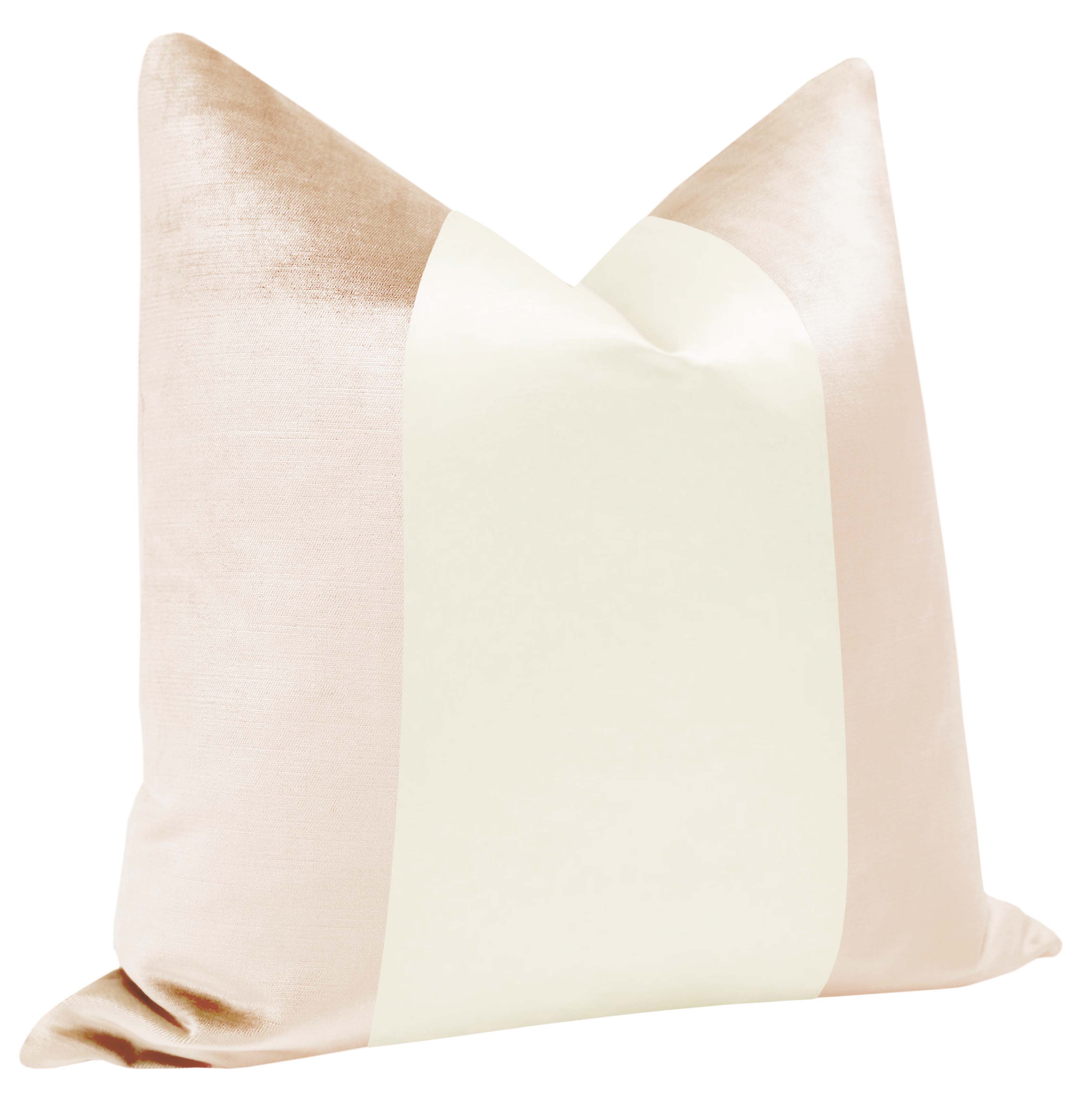 PANEL COLORBLOCK :: FAUX SILK VELVET // CAMEO + ALABASTER SILK - 20" X 30" QUEEN SHAM - Image 1