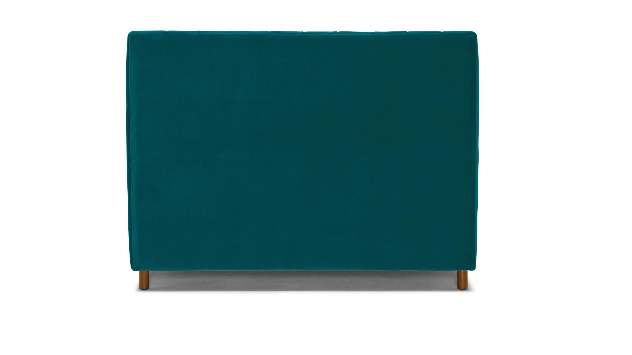 Blue Lotta Mid Century Modern Bed - Lucky Turquoise - Mocha - Queen - Image 4