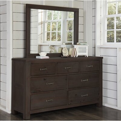 Bedlington 7 Drawer Solid Wood Double Dresser with Mirror - Image 0