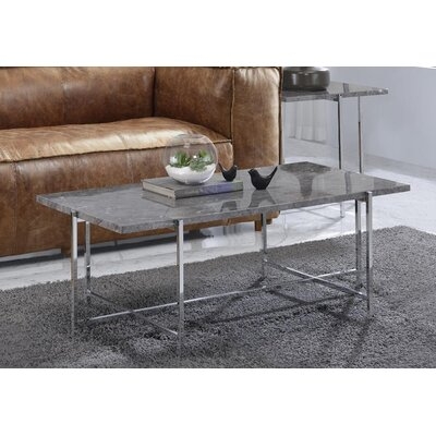 Adelae Coffee Table, Faux Marble & Chrome 49" X 25" X 18" - Image 0