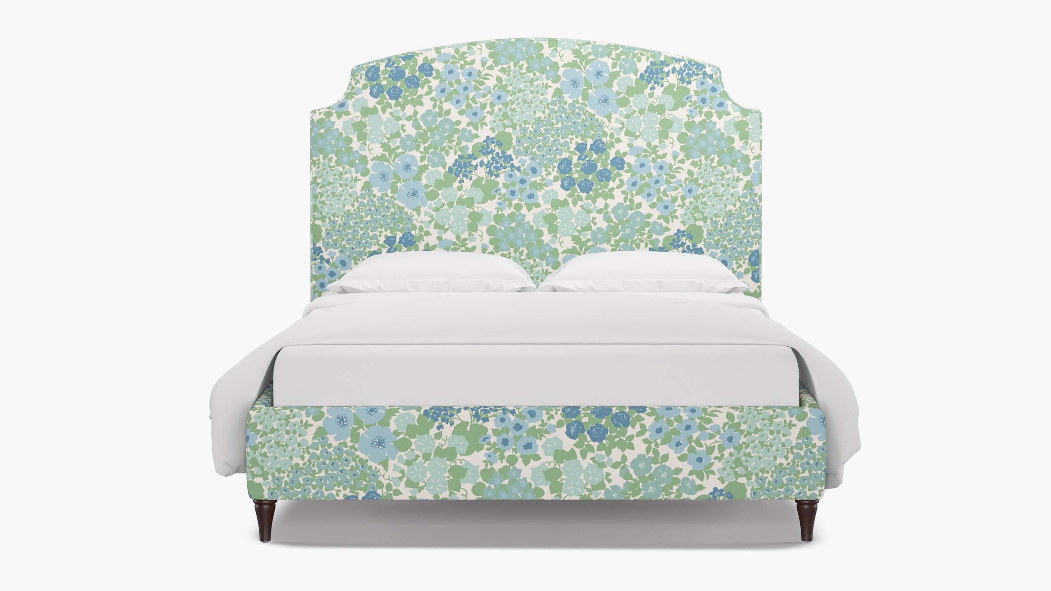 Cove Bed, Mist Million Flowers, Espresso Decorative Tapered Leg, Twin - Image 0