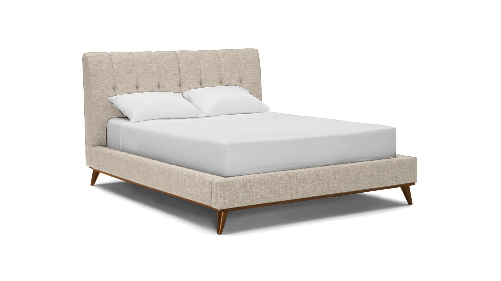 Beige/White Hughes Mid Century Modern Bed - Cody Sandstone - Mocha - Eastern King - Image 1