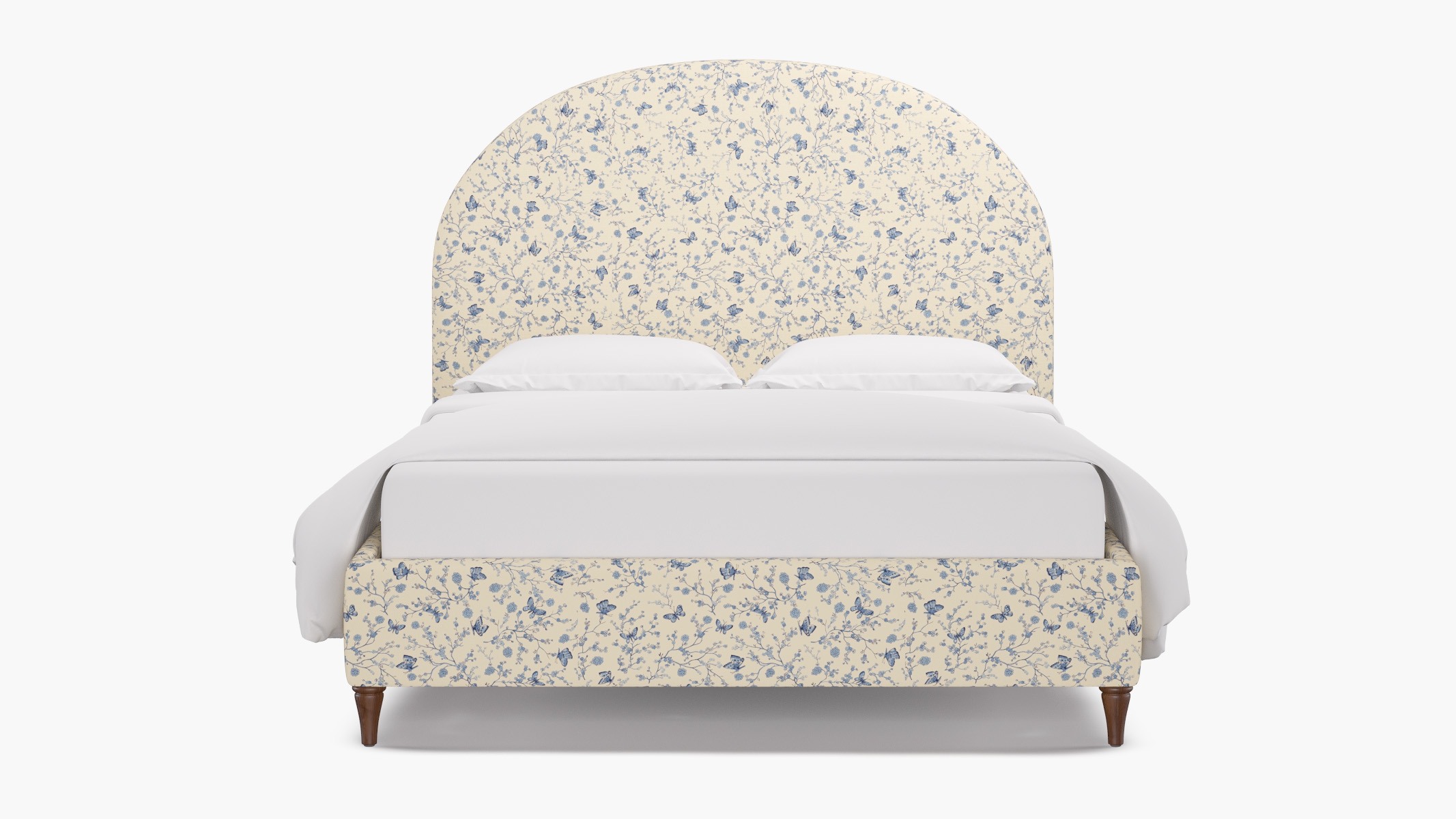 Demilune Bed, Delft Mariposa, Walnut Decorative Tapered Leg, Twin - Image 0