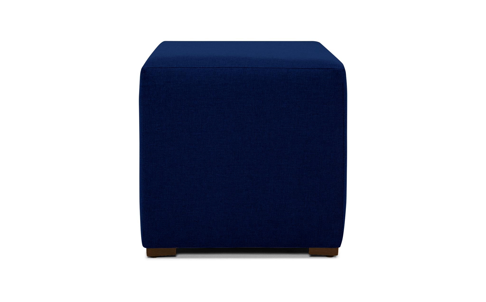 Blue Cort Mid Century Modern Cube Ottoman - Royale Cobalt - Mocha - 20 x 20 - Image 0