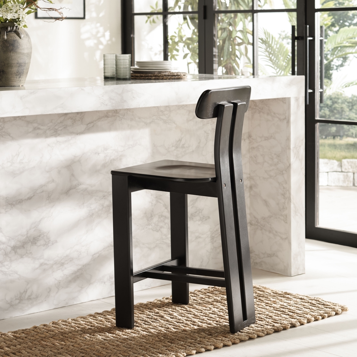 Cayde Wood Counter Stool - Black - Safavieh - Image 1