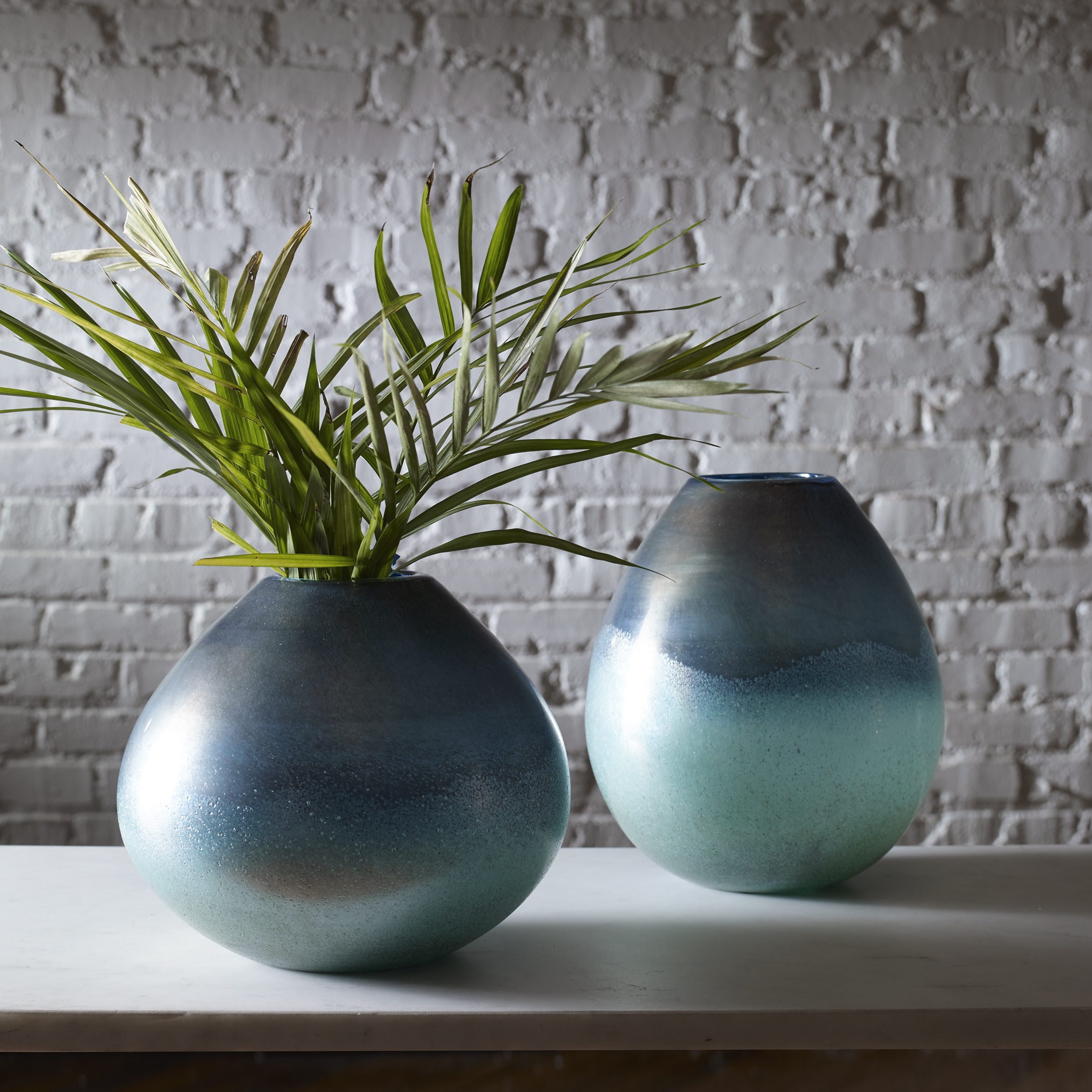 Rian Aqua Bronze Vases, S/2 - Image 0
