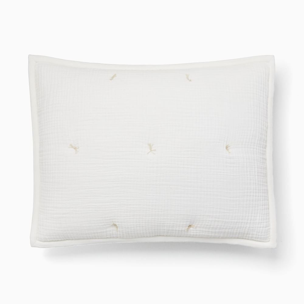 Dreamy Gauze Cotton Quilt, Standard Sham Set, White - Image 0