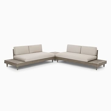 Portside Low Outdoor 31 in Square Coffee Table, Weatherd Gray - Image 3