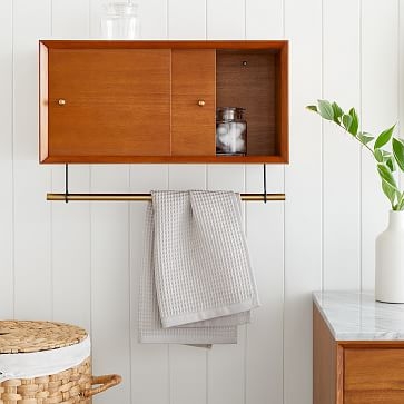 Mid-Century Bathroom Storage Cabinet, White Lacquer & Chrome - Image 1