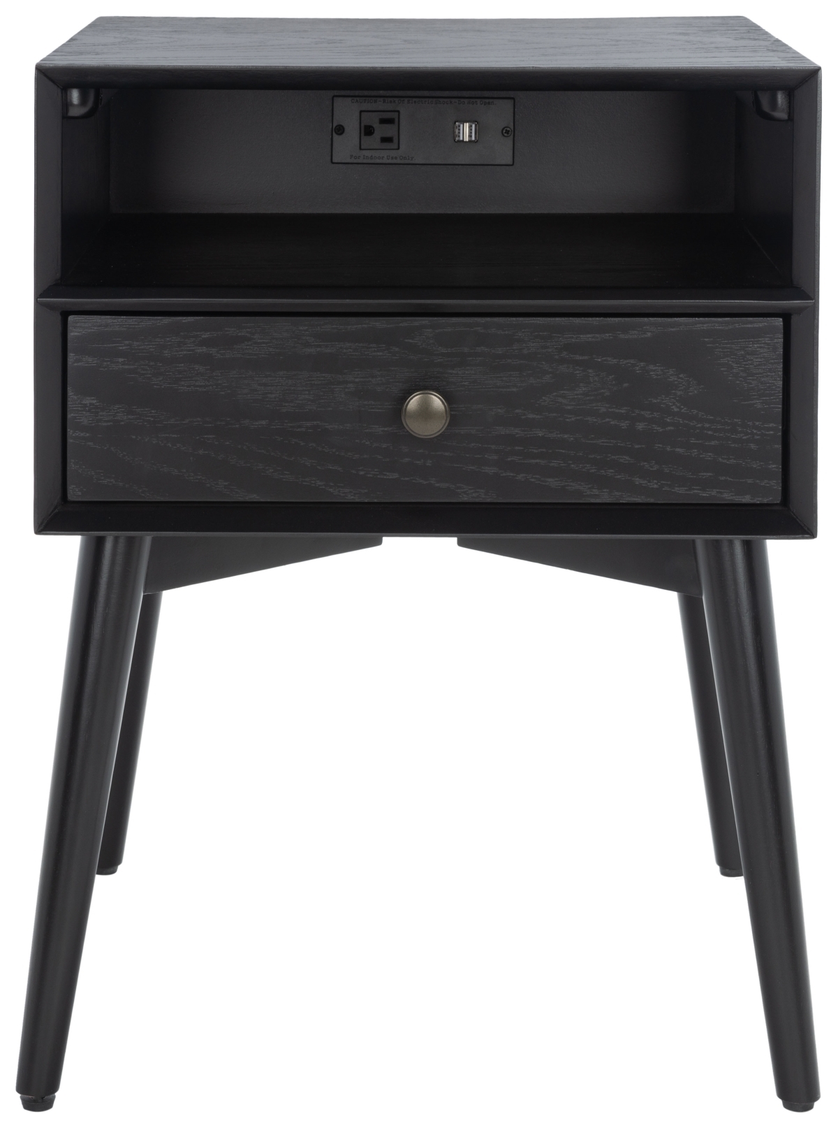 Scully Nightstand W/ Usb - Black / Antique Gold - Safavieh - Image 0
