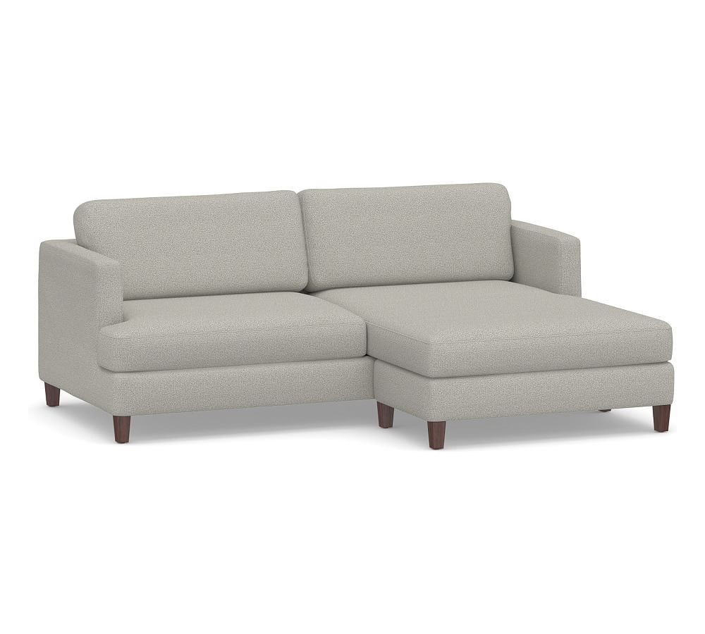 SoMa Ember Upholstered Sofa with Reversible Chaise Sectional, Polyester Wrapped Cushions, Performance Boucle Pebble - Image 0