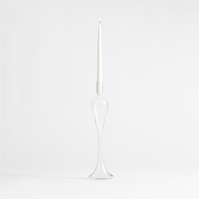Milano Medium Clear Glass Taper Candle Holder 17" - Image 0