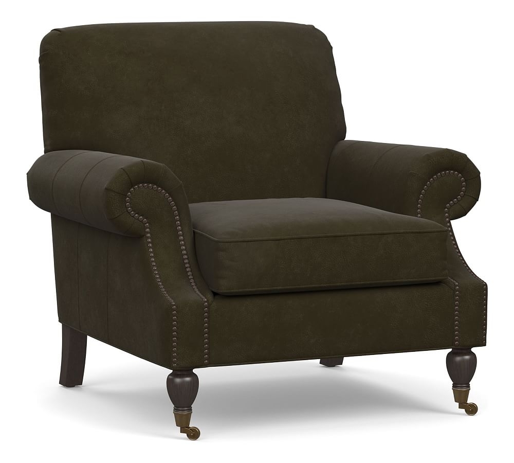 Brooklyn Leather Armchair, Polyester Wrapped Cushions, Aviator Blackwood - Image 0