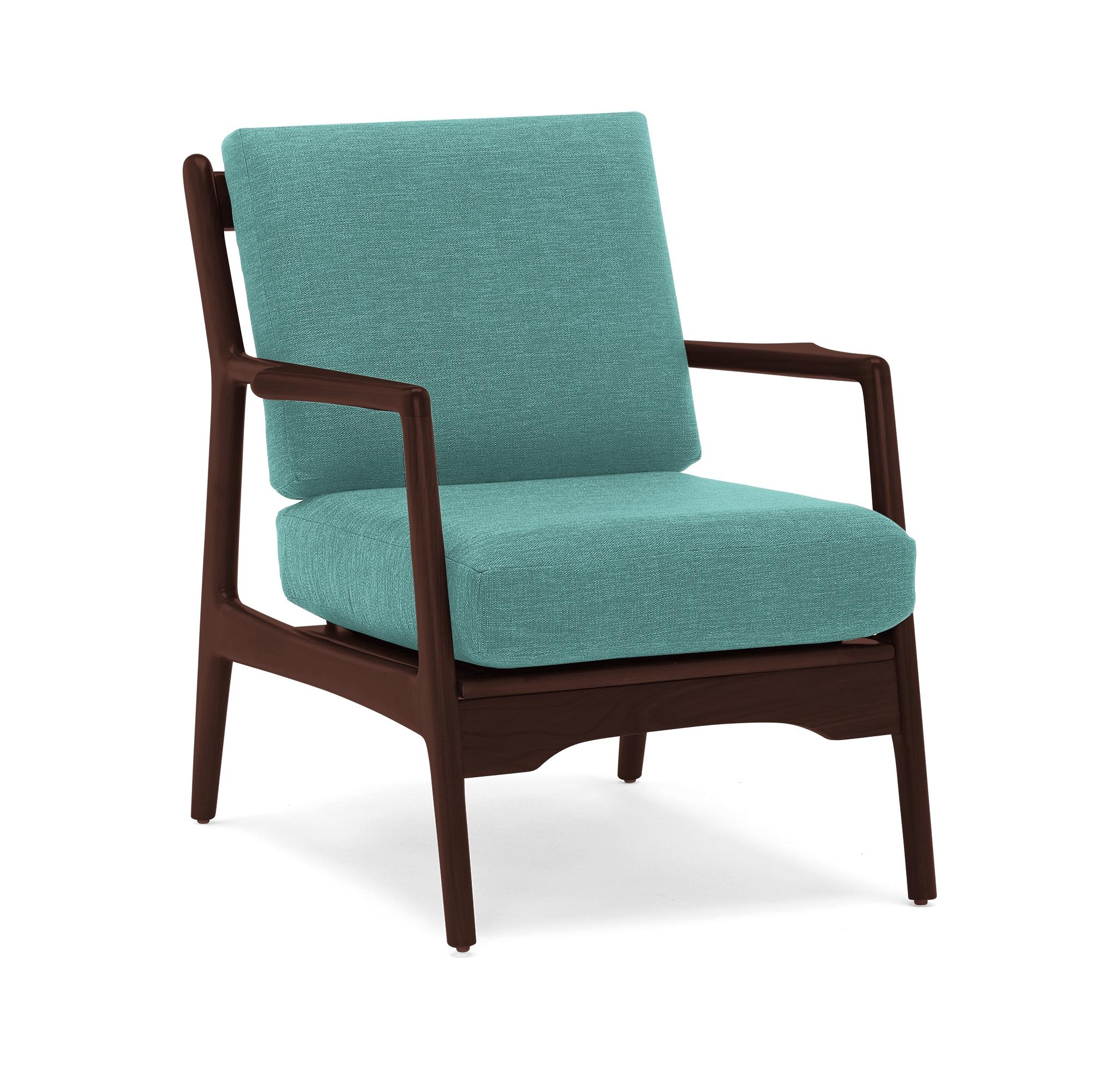 Green Collins Mid Century Modern Chair - Essence Aqua - Walnut - Image 1