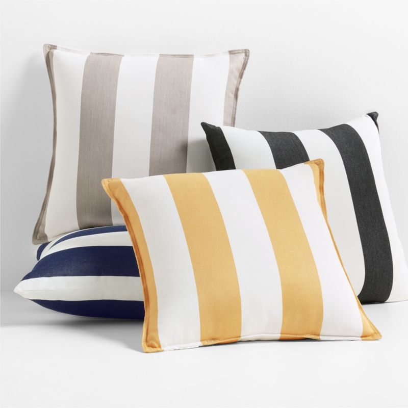 Sunbrella ® 20"x20" Cabana Wheat Yellow Stripe Outdoor Throw Pillow - Image 2