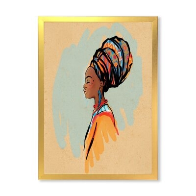 Portrait Of African American Woman With Turban II - Modern Canvas Wall Art Print FDP35830 - Image 0