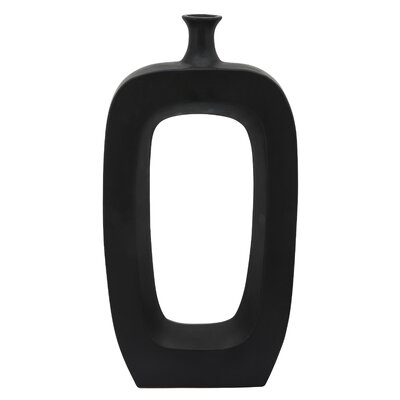 Cer, 24" Vase W/ Cut-Out, Black - Image 0