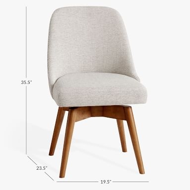 west elm x pbt Mid-Century Swivel Desk Chair, Boucle Twill Stone + Pecan Wood Base, In-Home Delivery - Image 4
