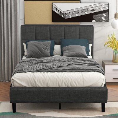 Upholstered Diamond Stitched Twin Size Platform Bed - Image 0