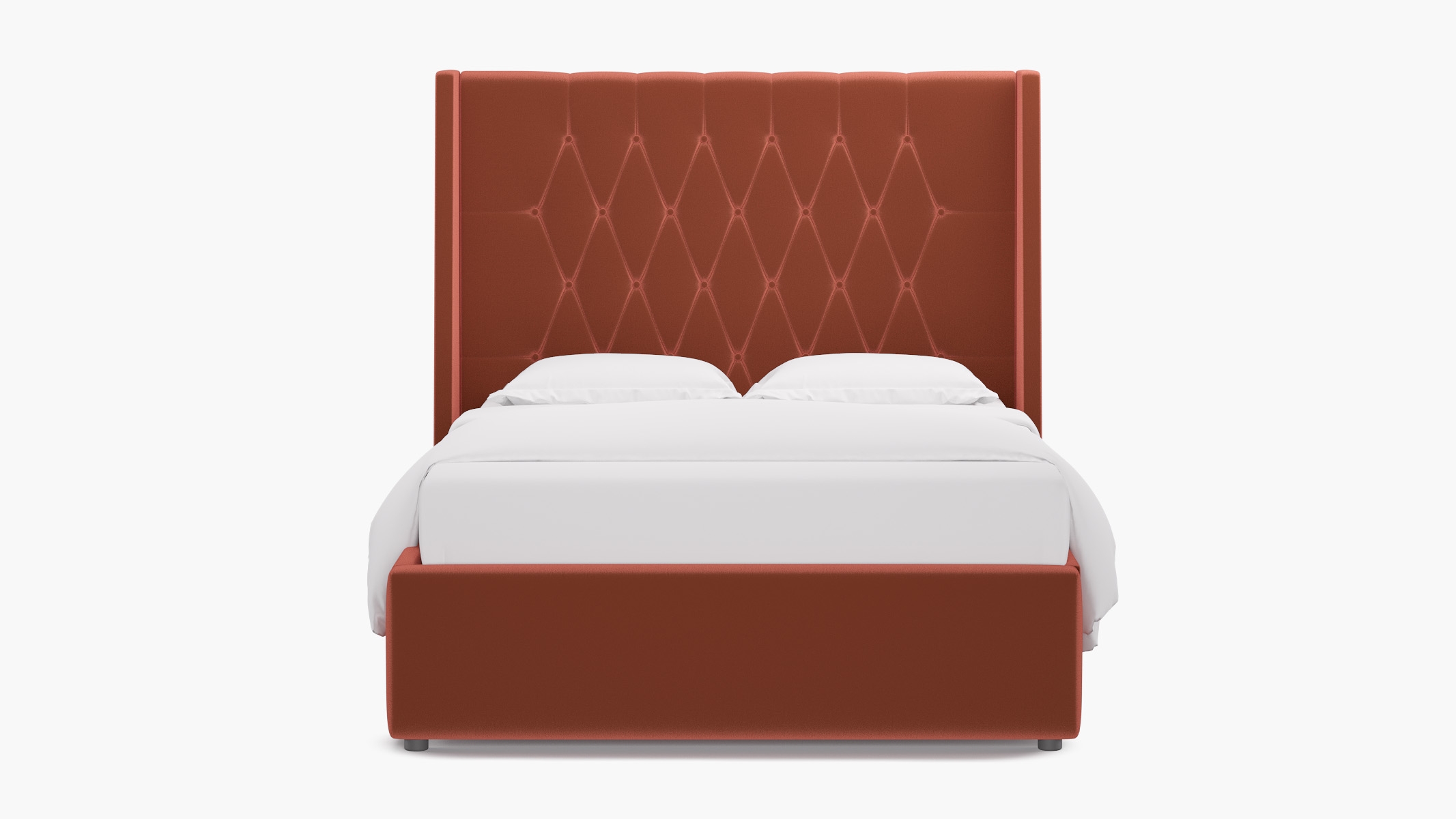 Tufted Wingback Bed, Terracotta Performance Velvet, Full - Image 0