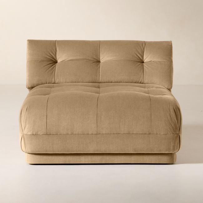 Belmond Tufted Light Brown Velvet Armless Chair - Image 0