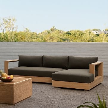 Telluride Outdoor 110 in 2-Piece Chaise Sectional, Reef, Crosshatch Weave, Slate - Image 1