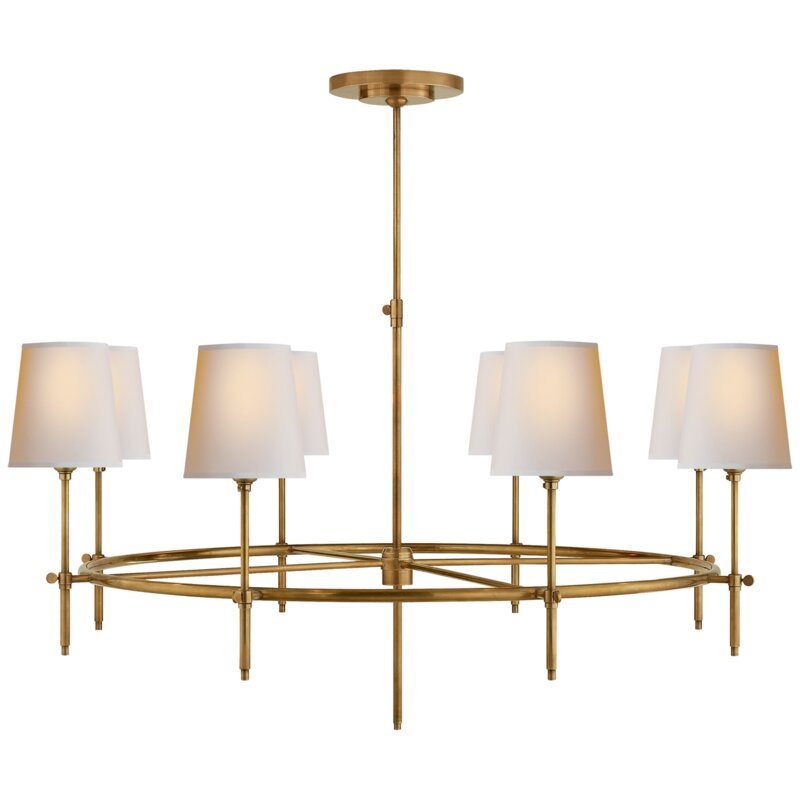 Visual Comfort Thomas O'Brien 8 - Light Shaded Wagon Wheel Chandelier Finish: Hand-Rubbed Antique Brass - Image 0