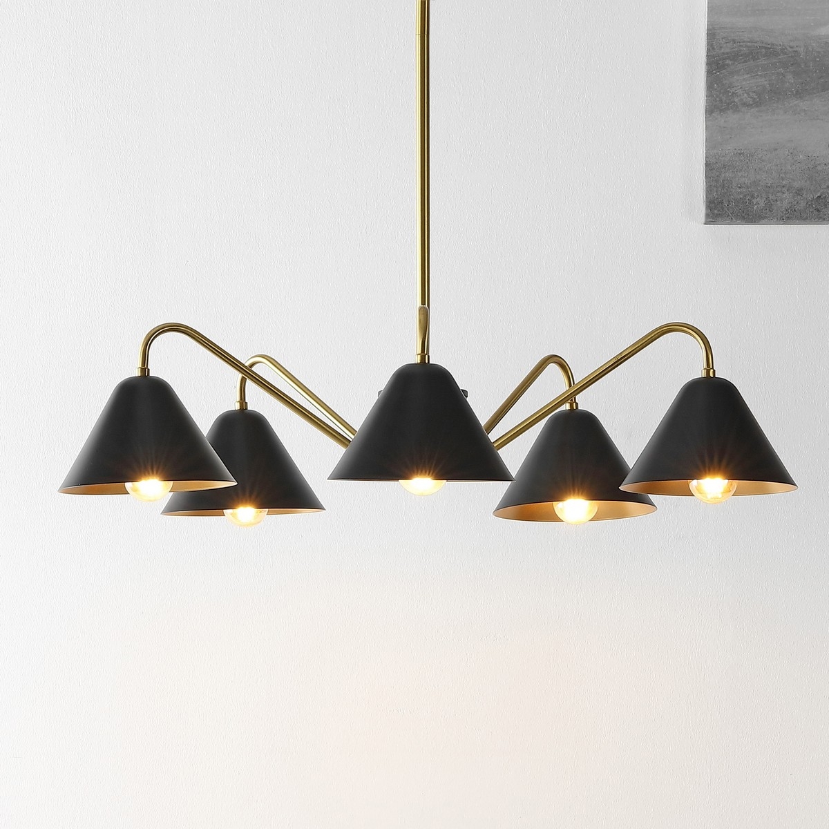 Meissa 5Lt 27" Chandelier - Black / Brass - Safavieh - Image 1