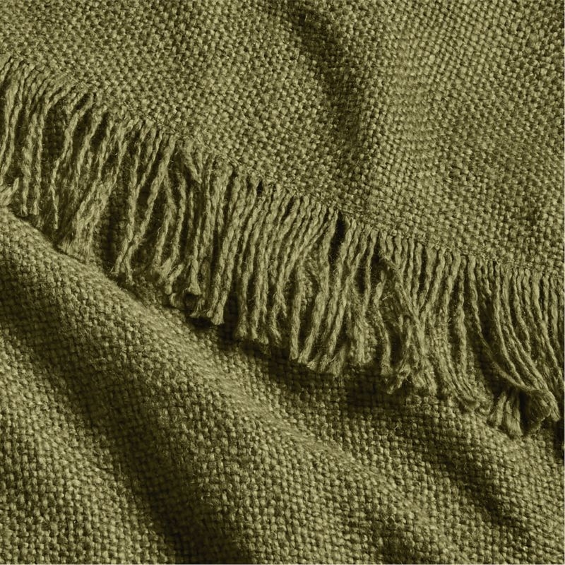 Casual Textured Fringe 70"x55" Cyprus Green Throw Blanket - Image 1