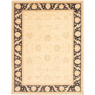 One-of-a-Kind Sofren Hand-Knotted 2010s Ushak Ivory/Brown 9'2" x 11'10" Wool Area Rug - Image 0