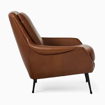 Lottie Chair, Poly, Saddle Leather, Nut, Dark Pewter - Image 3