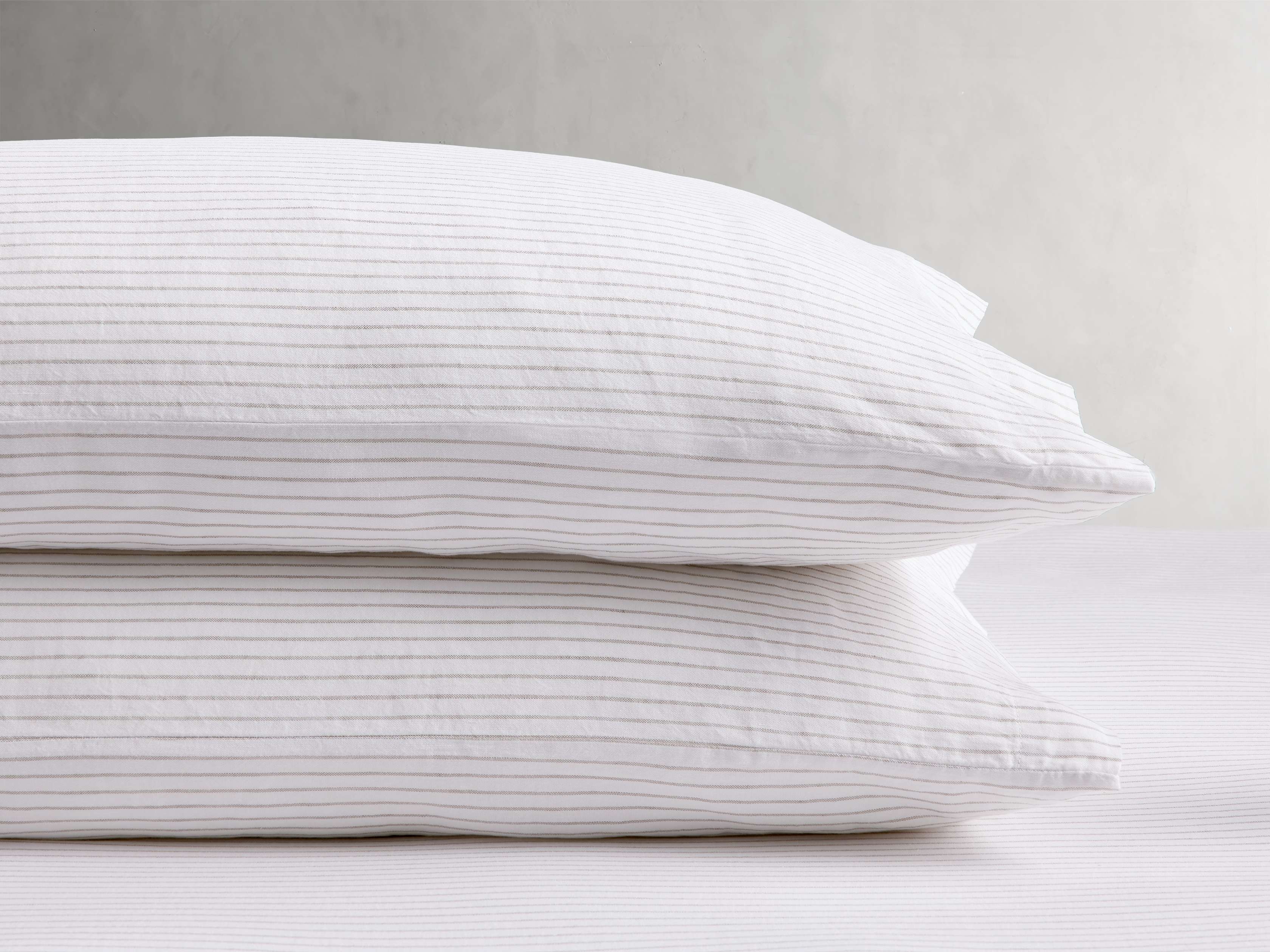 Italian Yarn-Dyed Stripe Pillowcases (Set Of 2) in Linen Standard Brown  Mink  - Image 0