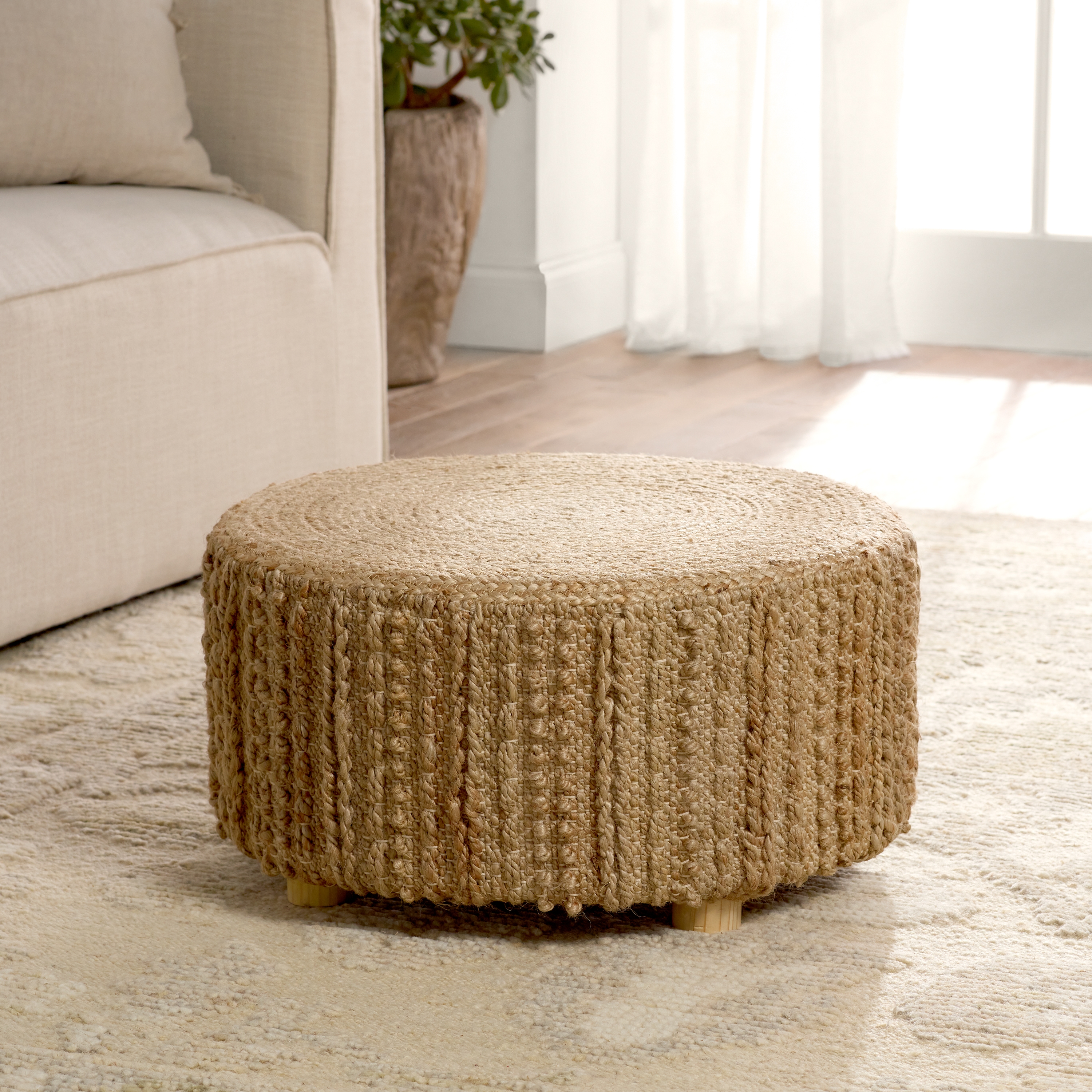 Elm COO01 Handmade Solid Brown Cylinder Stool (24"x24"x12") - Image 2